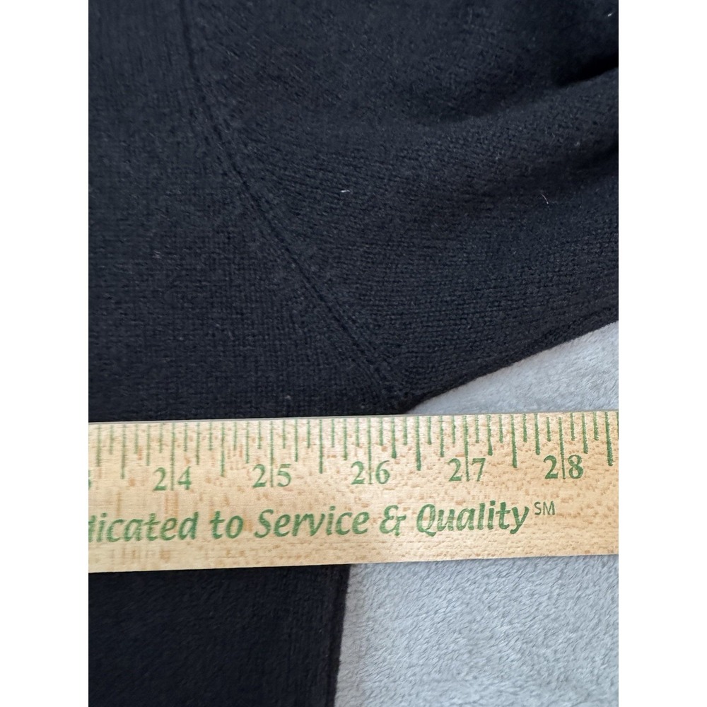 VTG Eddie Bauer AKA Sweater Mens XL Black Lambswool‎ Henley Banded Bottom - Picture 9 of 13
